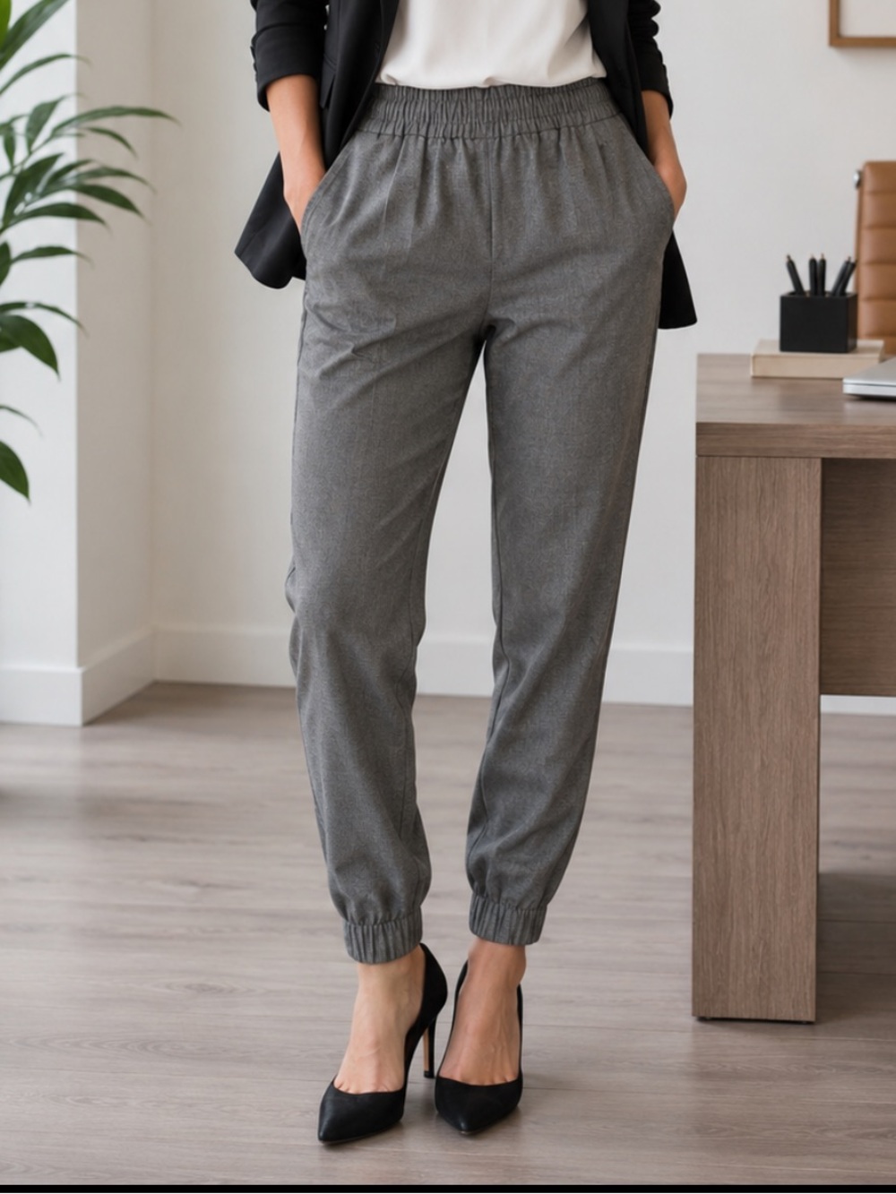 Banana Republic Gray Woven Career Pants Women’s Size 6 Office Tapered Casual